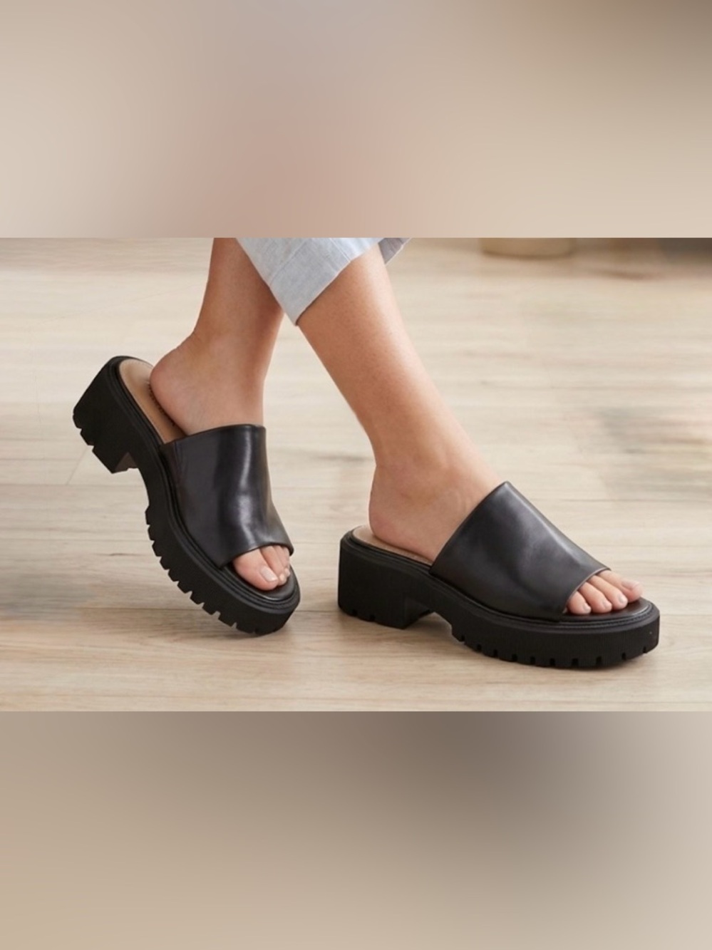 Arizona Black Slip-On Platform Slides
